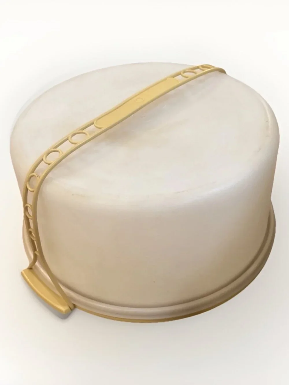 Vintage Tupperware Round Cake Taker Holder Carrier with Handle Yellow 1256-2